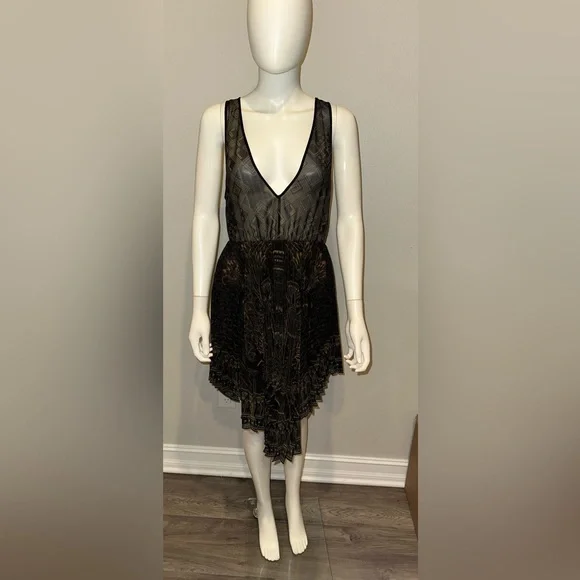 CAMILLA *Cobra King* black pleated double layer 2 pc Egyptian print dress top S - Picture 7 of 14